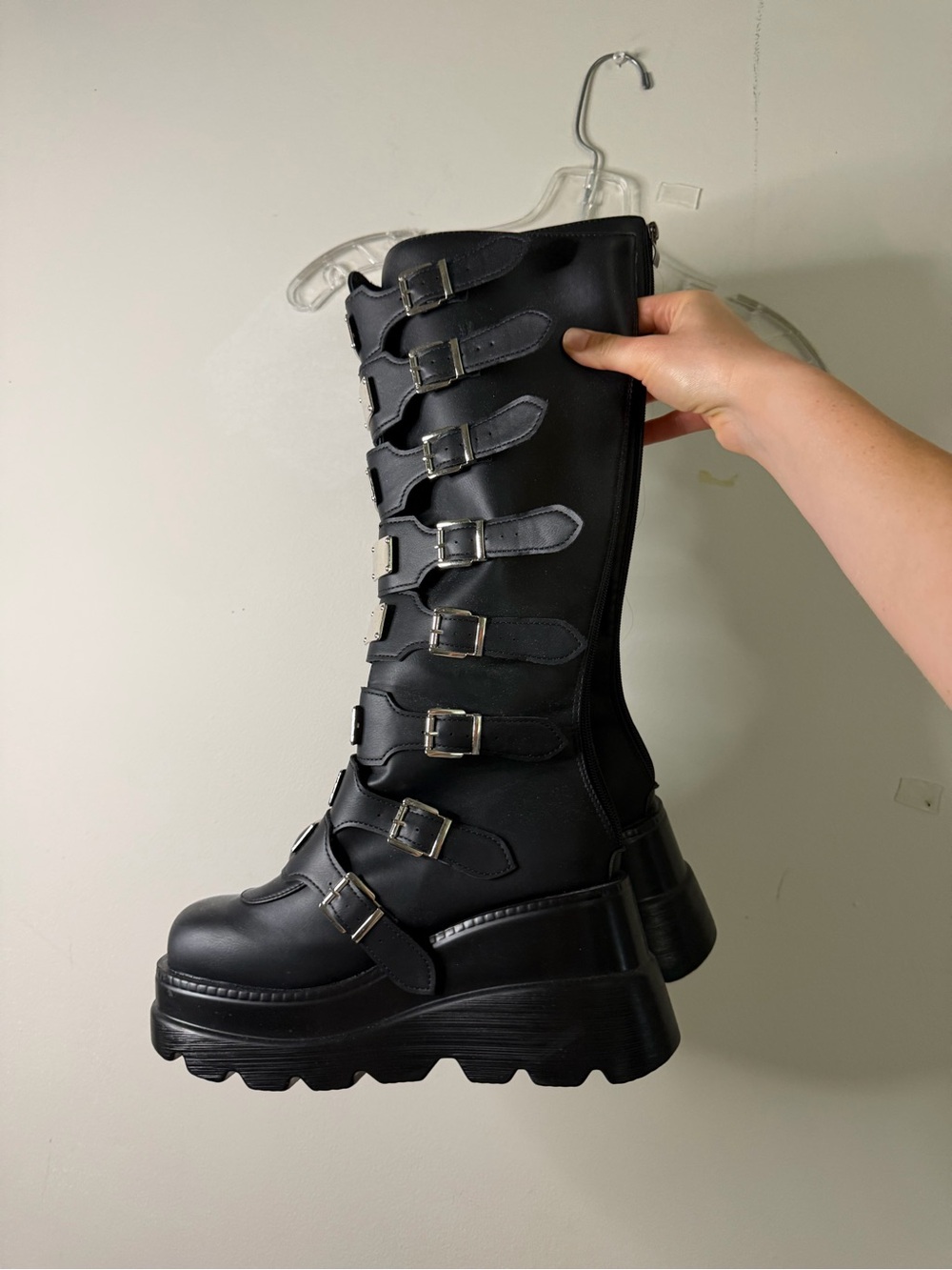 Dollskill Black Buckle Platform Knee-High Boots - Women